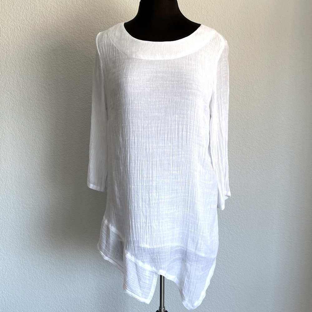 Two Women and a Trunk White Sheer Blouse (M)